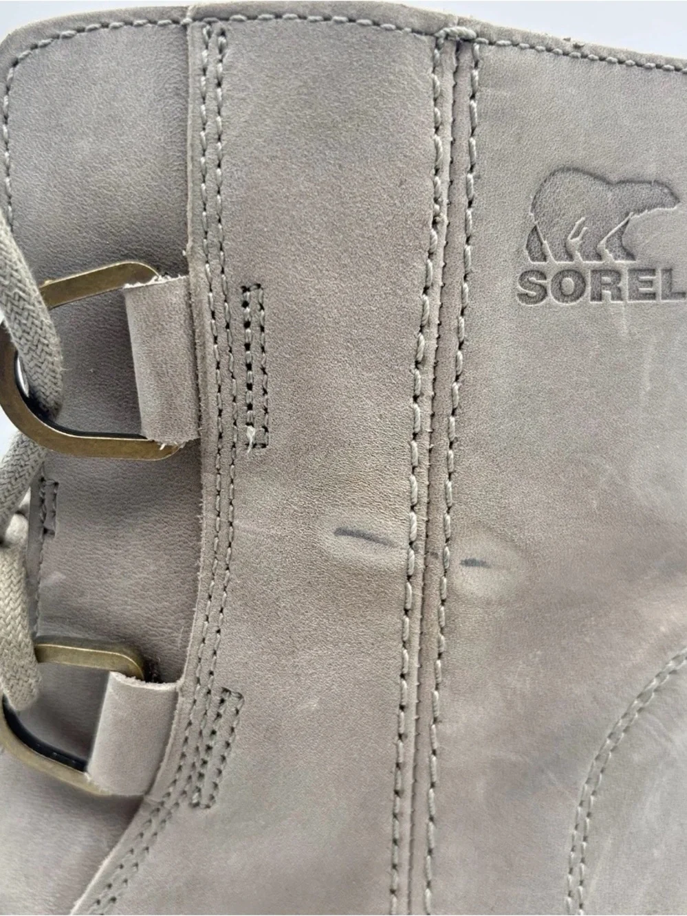 Sorel Taupe Wedge Lace-Up Boots with Gum Sole